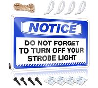 Tin Crazy Funny Wall Art - Notice Do Not Forget To Turn Off Your Strobe Light Rustic Wall Art Regalo per Camper Facile Appendere per Officina (20 x 30 cm)