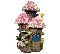 TIN DREAMS FACTORY | Casa dell'Albero dei Fiori Incantati - Con Luce Solare Ricaricabile - Figura Fantastica per Esterni, Giardino, Patio, Terrazza - Ornamento Magico con Illuminazione LED Automatica