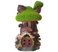 TIN DREAMS FACTORY | Casetta delle Fate per Giardino con Luce Solare - Fairy Tree House in Resina - Decorazione Esterno Giardino, Patio, Terrazza - Decorazione Magica con Luce LED