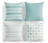 TIN DREAMS FACTORY | Set di 4 Federe per Cuscino 45x45 cm Tonalità di Verde Menta - Sfoderabili e Lavabili - Cuscini Moderni - Made in Spagna - Decorazione per Casa, Letto, Divano, Poltrona
