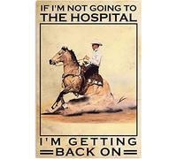 Tin Sign Western Cowboy Riding Se Non Vado In Ospedale, Torno Indietro Metal Targa In Metallo Vintage Targa Metallico Novità Poster Segno Lamiera Per Cucina, Casa, Club 30x40cm