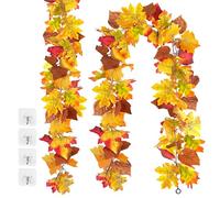 TINA 2 Pezzi Ghirlande di Foglie d'Acero Artificiali Ghirlanda Autunnale 1,7m Ghirlanda di Foglie Autunnali decorazione autunnale per Interni o Esterni Ghirlanda D'acero Autunnale per Feste Halloween
