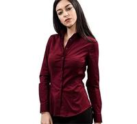 Tina Ferrà Camicia Donna Tinta Unita Popeline Elastan, Camicia a Bottoni Maniche Lunghe da Donna Camicia Artigianale Elegante con Collo Italiano, 100% Made in Italy