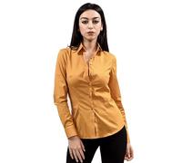 Tina Ferrà Camicia Donna Tinta Unita Popeline Elastan, Camicia a Bottoni Maniche Lunghe da Donna Camicia Artigianale Elegante con Collo Italiano, 100% Made in Italy