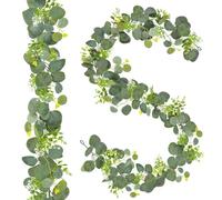 TINA Ghirlanda artificiale di eucalipto, 2 pezzi di eucalipto artificiale da appendere foglie, 1,8 m, decorazione verde eucalipto, ghirlanda da tavolo, per matrimonio, giardino, interni ed esterni