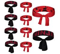 TINA.WIN 10 Pezzi Rosse Ninjas Party Fascia,Fascia Ninja Karate Per Bambini,Accessori Per Partys Ninja Per Bambini Ninjas Party,Ninjas Party Favors,Partys Favors Fascia,Natale Halloween(Rosse/Nero)