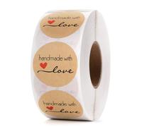 TINA.WIN 500pz Round Etichette Adesive Kraft Rotondo Etichette Autoadesive Adesivi Thank You Envelope Sealing Stickers Per Pacchetti，Buste Rigraziamento，Sacchetti Regalo Di Nozze (Diametro 38mm)
