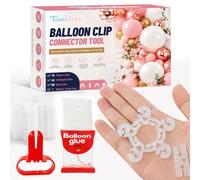 Tinabless Set di 80 clip per arco per palloncini, riutilizzabili, con | Riutilizzabile per molteplici eventi, 40 clip per fiori + 40 clip a forma di H, 100 punti di colla, strumento di legatura per