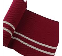 TinaKim Tessuto a costine, cinture, polsini e scollatura, materiale a maglia, per giacche, felpe, pantaloni da cucito (rosso vino + strisce dorate, 91,4 x 15,2 cm)