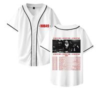 TINASI Rob49 Let Me Fly Tour 2025 Merch Baseball Jersey Shirt Scollo a V Unisex Manica Corta Abbigliamento Streetwear, bianco, 3XL