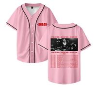 TINASI Rob49 Let Me Fly Tour 2025 Merch Baseball Jersey Shirt Scollo a V Unisex Manica Corta Abbigliamento Streetwear, rosa, M
