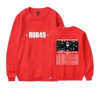 TINASI Rob49 Let Me Fly Tour 2025 Merch Felpa Unisex Casual Girocollo Manica Lunga Pullover Vestiti, Rosso, 4XL