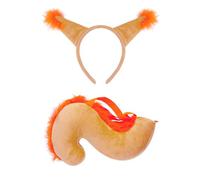 TINAYAUE Accessori per costume da animale carino in peluche, scoiattolo, lemura, giraffa, mucca, topo, leone, volpe, orecchie, fascia e coda, set di accessori per Halloween, cosplay, feste di Natale