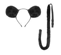 TINAYAUE Accessori per costume da animale carino in peluche, scoiattolo, lemura, giraffa, mucca, topo, leone, volpe, orecchie, fascia e coda, set di accessori per Halloween, cosplay, feste di Natale