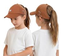 TINAYAUE Cappello da baseball per bambini a coda di cavallo per ragazze, con visiera parasole posteriore aperta con cuore ricamato, regolabile, per sport all'aria aperta, spiaggia, camionista, per