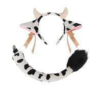 TINAYAUE Carino animale costume accessori peluche scoiattolo lemura giraffa mucca topo leone orecchie volpe fascia e coda set Halloween Cosplay festa di Natale vestito puntelli (orecchie di mucca