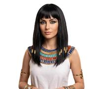 TINAYAUE Cleopatra - Parrucca da donna, trecce nere, 40 cm, per Halloween | Costume da Regina d'Egitto con decorazioni dorate a tema antico, per Anniverssaire, Carnevale, Cosplay, Serata