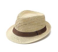 TINAYAUE Elegante cappello da sole estivo da uomo in rete traspirante cappello di paglia corto arrotolabile all'aperto viaggi festa cappello regalo per papà mamma Mid-Elderly Fedora Trilby cappello