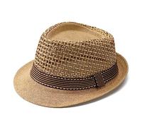 TINAYAUE Elegante cappello da sole estivo da uomo in rete traspirante cappello di paglia corto arrotolabile all'aperto viaggi festa cappello regalo per papà mamma Mid-Elderly Fedora Trilby cappello