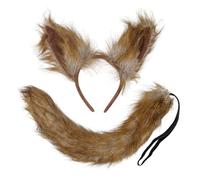 TINAYAUE Finta pelliccia volpe orecchie di lupo e fascia set coda Cosplay peloso animale costume accessori lungo peluche Halloween Natale mascherata festa in maschera puntelli