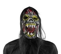 TINAYAUE Halloween Horror Mask Cape Set di maschere spaventose per il viso lungo mantello realistico, maschera da diavolo, maschera da diavolo, morbida per Halloween, carnevale, cosplay