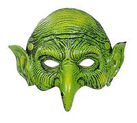 TINAYAUE Maschera da strega spaventosa con fascia elastica verde viso goblin orecchie da elfo cosplay maschera costume horror maschere di Halloween carnevale vestire feste a tema scherzi scenici