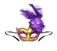 TINAYAUE Maschera veneziana lucida da donna con piume per Halloween, carnevale, Pasqua, spettacoli teatrali, feste di Natale
