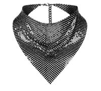 TINAYAUE Sciarpa da donna con paillettes luccicanti sciarpa punk in metallo regolabile personalità street hipster triangolo fazzoletto da collo per sfilata di moda, discoteca, feste, martedì grasso