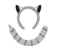 TINAYAUE Simpatico accessorio per costume da animale in peluche, scoiattolo, lemura, giraffa, mucca, topo, leone, volpe, orecchie, fascia e coda, set di accessori per Halloween, cosplay, feste di