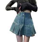 tinbarry Donna Gonna di Jeans Y2K Minigonna Gonna Corta a Pieghe con Tasca Gonna Estiva a Trapezio Gonne Jeans a Vita Alta E-Girl Vintage Cargo Punk Gotico