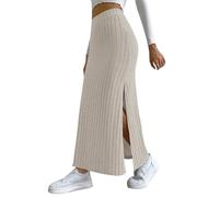 tinbarry Gonna in Maglia Donna Maxi Gonna Fessura Vita Alta Gonne Lunghe Trapezio Elegante Gonna Casual in Maglia Costine Gonna Aderente Elasticizzata Gonne Basic Lavorate Maglia Casual