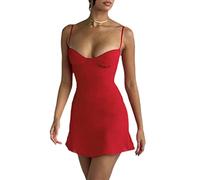 tinbarry Mini Vestito da Cocktail Donna Elegante Scollo V Abito Corto Vestito da Cerimonia Abito da Festa Senza Maniche Miniabito