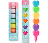 Tinc Evidenziatori impilabili per bambini, divertenti set di macaron e a forma di cuore, 11 colori vivaci, grazioso set di cancelleria impilabile per la scuola, evidenziatori colorati per compiti e
