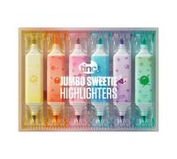 Tinc - Evidenziatori Jumbo Sweetie a Doppia Punta - Set di 6 Marcatori Fluorescenti con Punta Larga e Fine - Cancelleria Creativa a Forma di Caramelle - Multicolore - Set di 6
