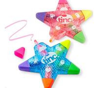 Tinc Evidenziatori multicolore 5 in 1 a forma di stella per bambini, confezione da 2, divertente set di cancelleria arcobaleno con 5 colori in ogni penna, rosa e blu, per scuola, compiti e ufficio