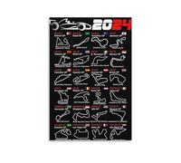 TINCHEW Calendario Formula Race Cars 2024 Nomed Circuits poster, Arazzo con stampa artistica da parete, decorazione per camera da letto, regalo, 60 x 90 cm