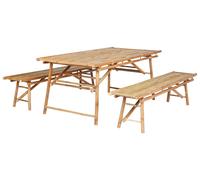 TINDARI 4 posti Set da pranzo da giardino Marrone chiaro Legno di bambù