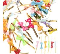 TINEASUR 100 Pezzi Fiocchi di Chiusura per Sacchetti Fiocco a Lecca-Lecca in Poliestere Multicolore, Lacci Intrecciati Riutilizzabili per Confezioni Dolci, Regali e Colore Colore Casuale