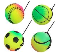 TINEASUR 4pezzi Palline Ritorno Al Polso Corda Esercizi Manuali Gomma Rimbalzanti Chiusura Strappo Palla Da Allenamento Al Polso