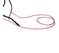 TINEASUR Catena Per Occhiali Perline Di Cristallo Rosse e Trasparenti, Portaocchiali Da Collo Regolabile in Acciaio e Gomma, 60 Cm, Accessorio Per Occhiali Da Lettura e Da Sole Da Uomo e Donna