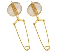 TINEASUR Colino da Tè in Acciaio Inox 304 Set 2 Pezzi Dorato, Filtro per Tè Sfuso Casa e Ufficio, Accessorio Tea Leader per Infusore Facile da Usare e Trasportare