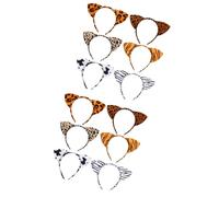 TINEASUR Copricapo di Animali 12 Pezzi Fascia per Chioma a Tema Animale, Fasce Decorative Orecchie di Tigre Leopardo Zebra Mucca, Accessori per Feste in Maschera Uomo Donna Riutilizzabili