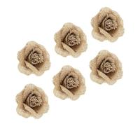 TINEASUR Decorazioni per Scarpe e Abbigliamento Ripara e Decora Scarpe Usate 6 per in Lino Naturale, Fiori Creativi Khaki da 8,5 Cm per Cosplay e Banchetti