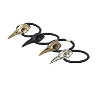TINEASUR Elastici per Chioma Colore Casuale Teschio di Corvo 3d Design Realistico Punk Accessori 4pezzi in Lega e Gomma per Halloween e Carnevale per Ragazze e Donne