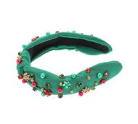 TINEASUR Fascia per Pulizia del Viso Forma di Cuore e Perle Annodata Strass Accessori per Capelli per Feste Natalizie Fascia Nodo di Perle per Eventi Invernali