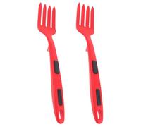 TINEASUR Forchette per Pasta in Silicone Rosso 2 Pezzi Resistenti al Calore e Antiscivolo Utensili da Cucina Multifunzione per Cucinare e Mescolare Insalate