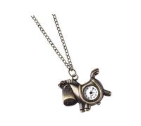 TINEASUR Ksm1301 Orologio Da Tasca Vintage Con Catena E Specchio Rotondo Per Donna Bronzo