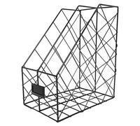 TINEASUR Organizer da Scrivania in Ferro Nero, Porta Libri Verticale A4, Libreria Doppia Griglia per Ufficio e Casa, Portariviste e Portadocumenti Compatto per Spazi Ordinati