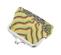 TINEASUR portafoglio con fibbia in raso custodia per organizzare le portachiavi per auto card wallet portamonete piccolo pash bag borsa per alla moda borsa retro cambia Yellow