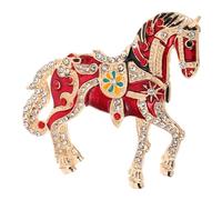 TINEASUR Spilla Cavallo in Smalto e Strass Rossi, Accessorio Versatile ed Elegante per Feste del Capodanno Cinese 2026 e Eventi Primaverili